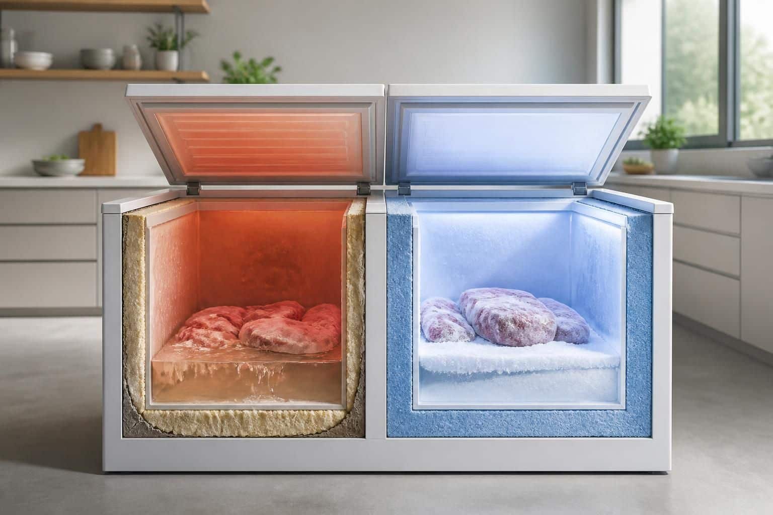 découvrez comment la qualité de l'isolation thermique de la cuve influence la durée de conservation des aliments dans un congélateur sans électricité.
