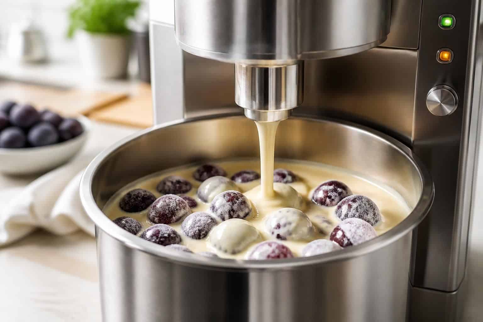 découvrez comment l'appareil à flan enrobe délicatement les prunes congelées dans une recette savoureuse de clafoutis, pour un dessert facile et gourmand.