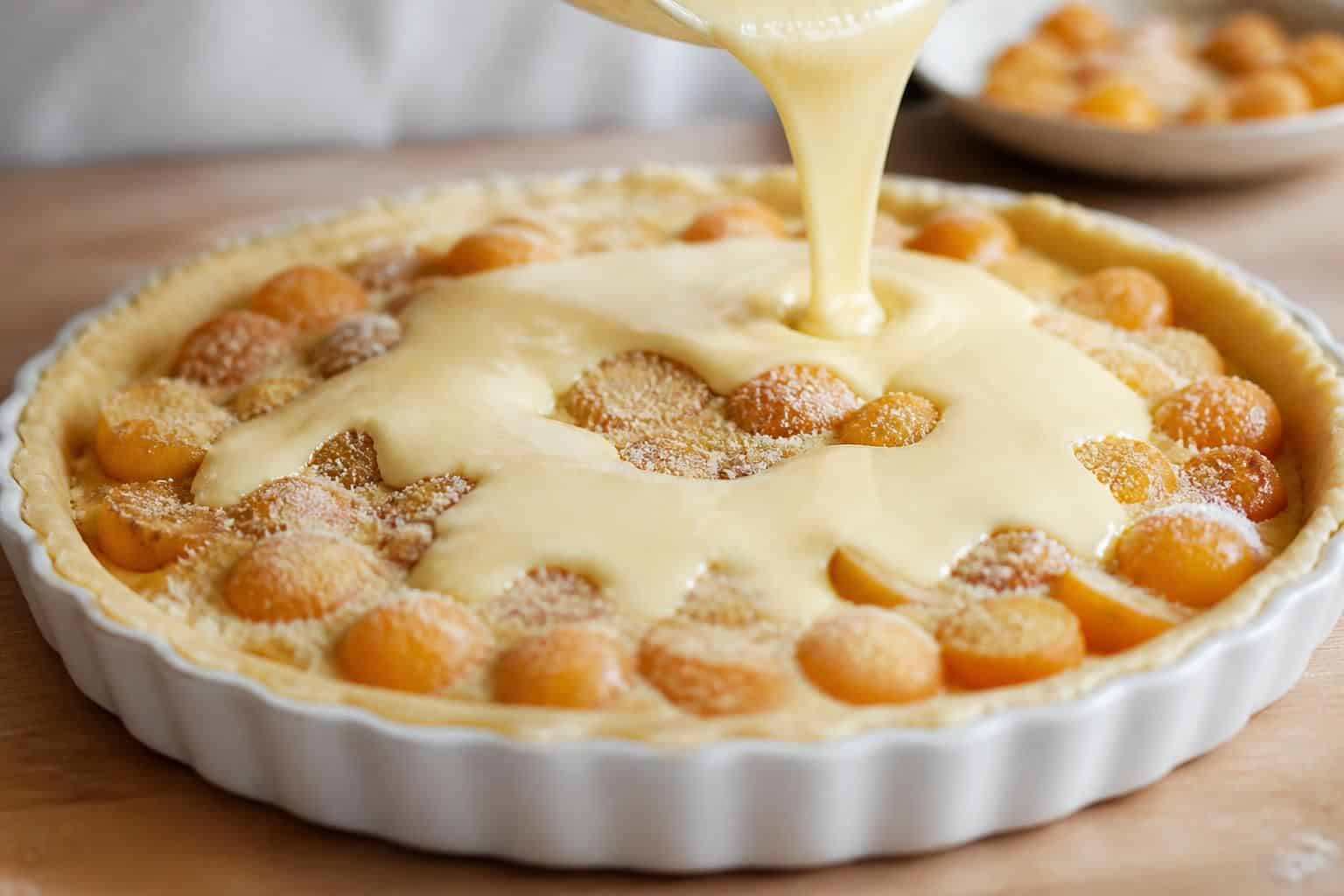découvrez comment réaliser une tarte aux mirabelles congelées délicieuse, garnie d'un appareil aux œufs et à la crème, avec une touche de poudre d'amande pour une saveur intense.