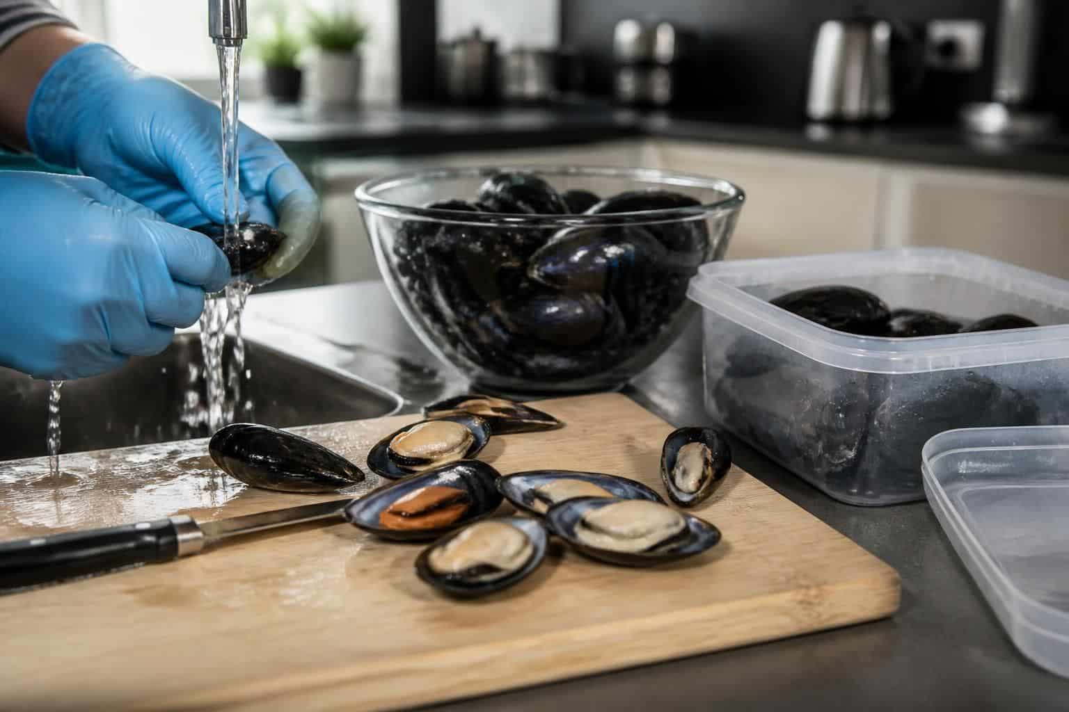 découvrez comment un nettoyage et un ébarbage rigoureux assurent une conservation optimale des moules crues lors de la congélation, garantissant fraîcheur et qualité.