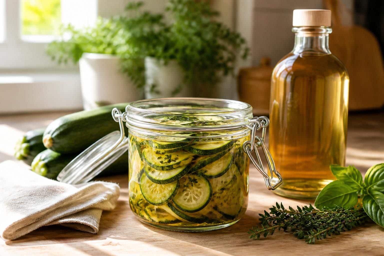 découvrez comment le vinaigre de cidre doux permet de conserver délicieusement les courgettes pour un apéritif savoureux et original.