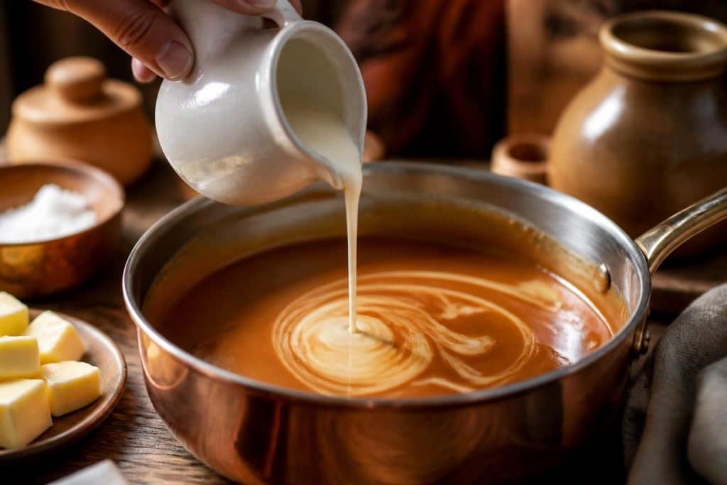 découvrez comment la crème liquide tiédie transforme votre caramel au beurre salé, une recette authentique bretonne pour un dessert gourmand et onctueux.
