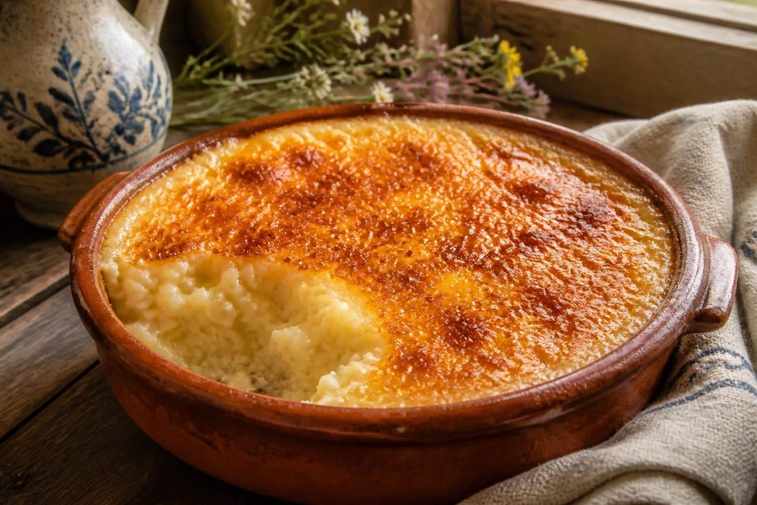 découvrez la recette bretonne du riz au lait au four avec sa croûte dorée parfaite, un dessert traditionnel et gourmand à savourer.
