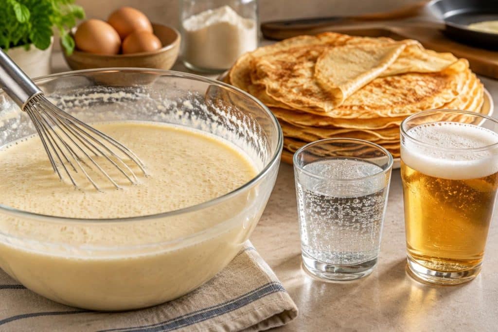 découvrez comment la bière ou l’eau gazeuse apporte légèreté et moelleux à votre pâte à crêpes, pour des crêpes aériennes et savoureuses.
