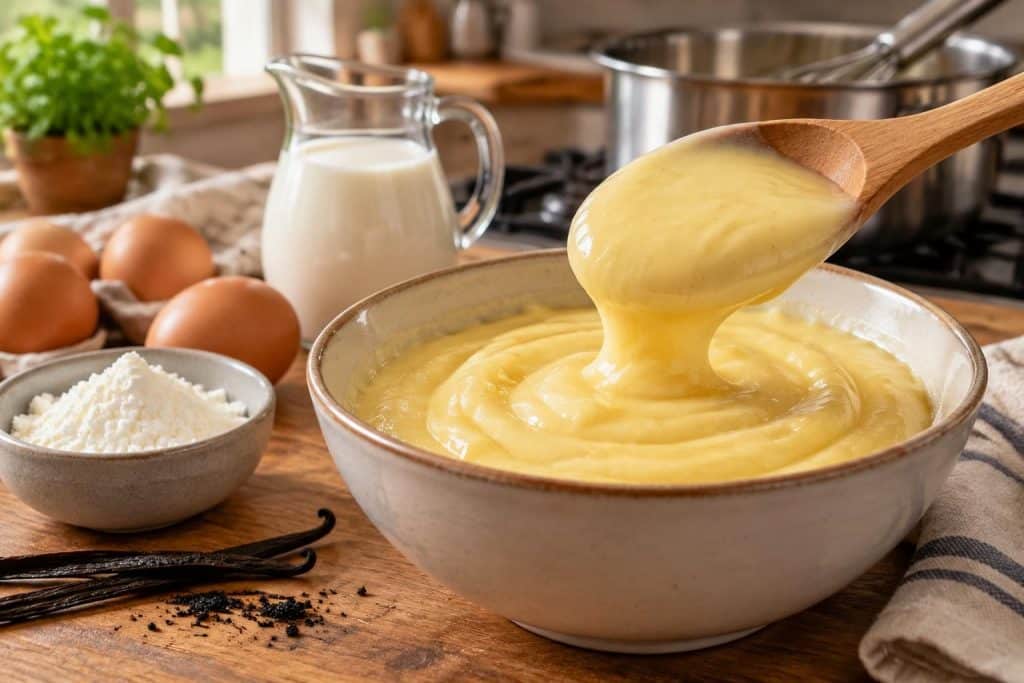 découvrez comment l’amidon de maïs épaissit la crème pâtissière et réussissez facilement cette recette à la maïzena, onctueuse et sans grumeaux.