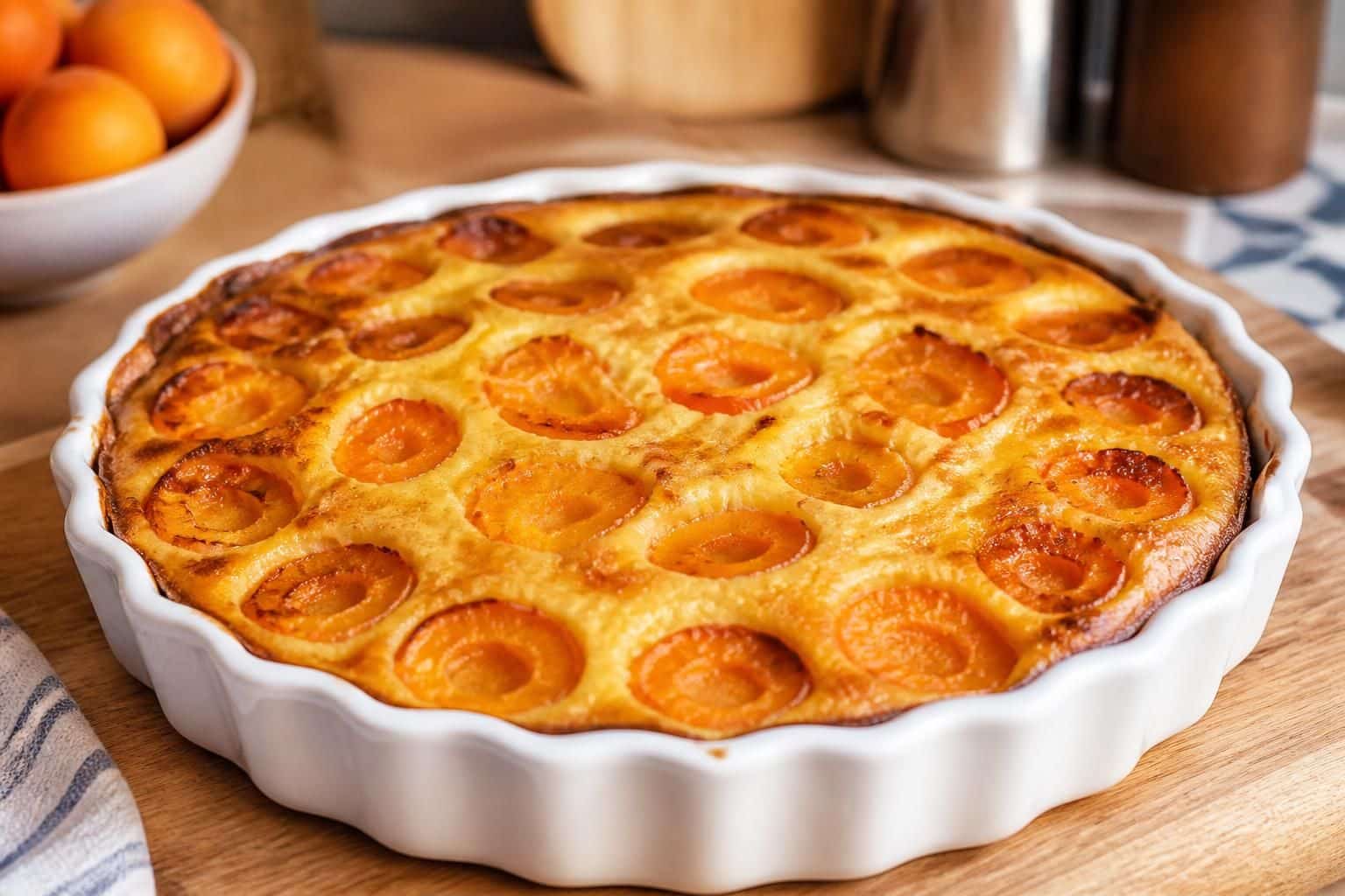 découvrez la recette gourmande du clafoutis aux abricots avec un appareil à flan sucré qui enrobe parfaitement les fruits pour un dessert fondant et savoureux.