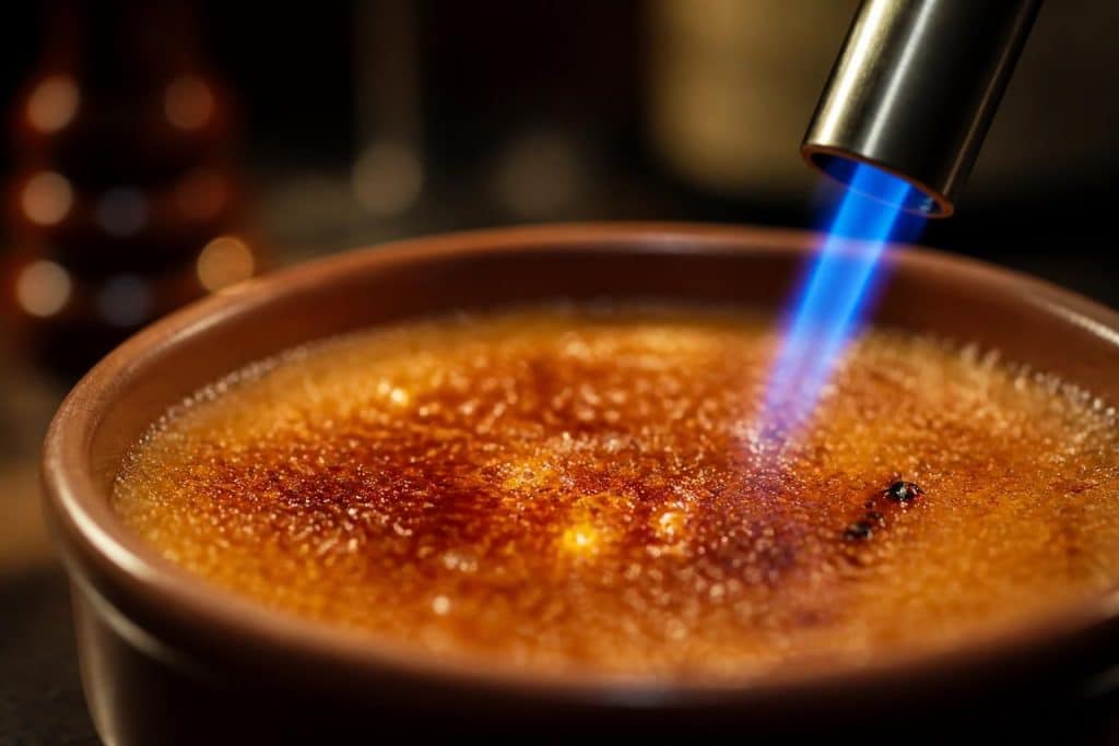 découvrez comment le chalumeau sublime la cassonade pour une crème brûlée parfaite selon la recette de cyril lignac, avec une caramélisation croustillante et savoureuse.