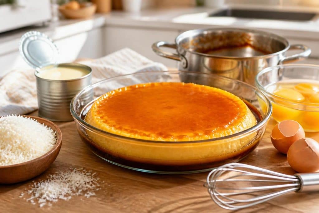 découvrez comment le lait concentré sucré solidifie parfaitement votre flan noix de coco à la cuisson pour une texture unique et fondante.