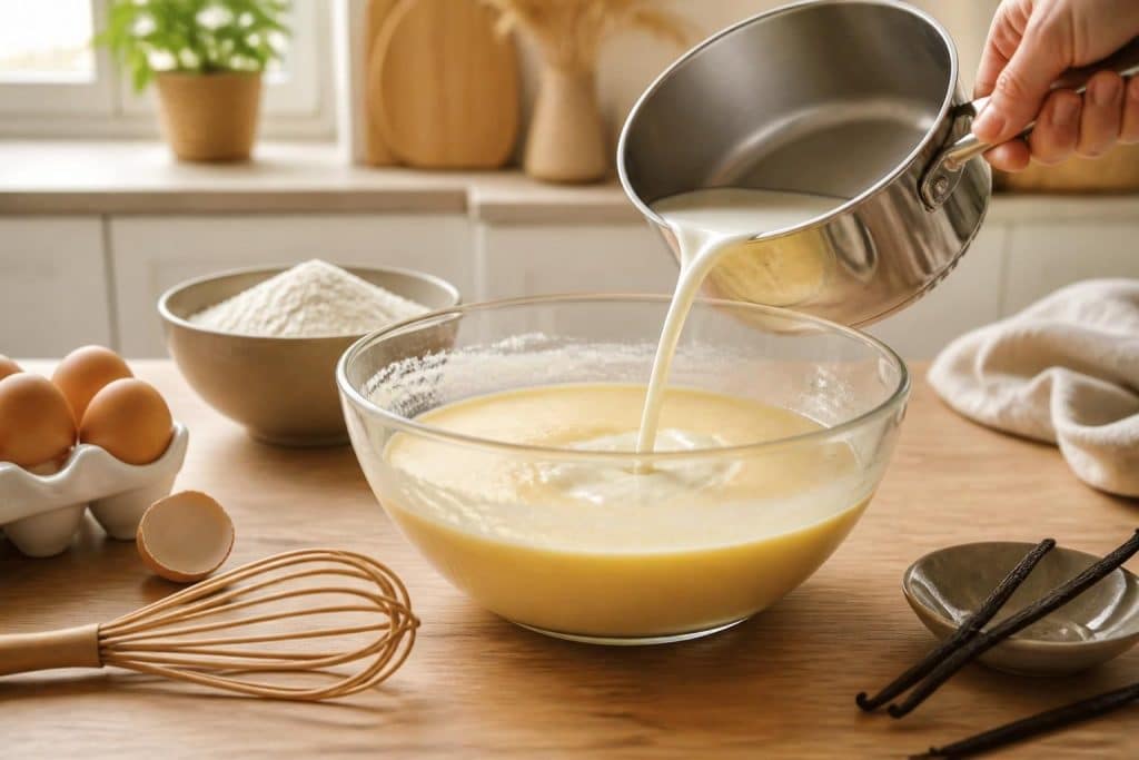 découvrez comment le lait tiède permet d'éviter les grumeaux dans votre recette de crêpes sans temps de repos pour des crêpes parfaitement lisses et savoureuses.