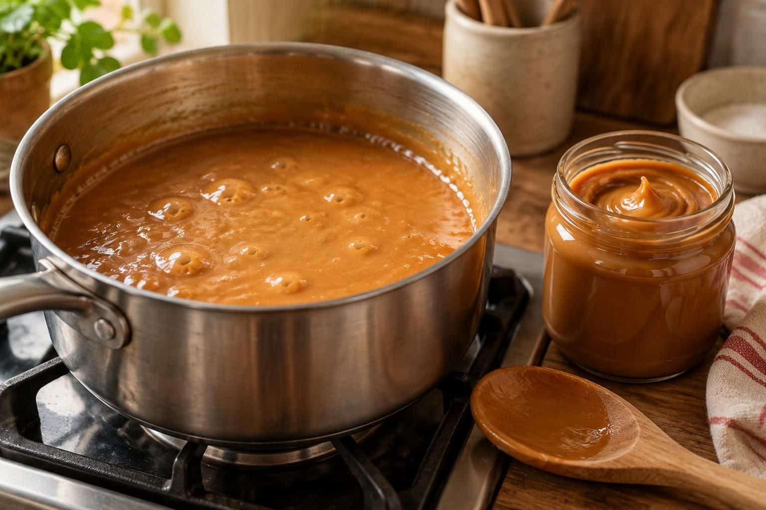 découvrez comment la cuisson lente transforme le lait concentré en une confiture de lait onctueuse et délicieusement caramélisée.