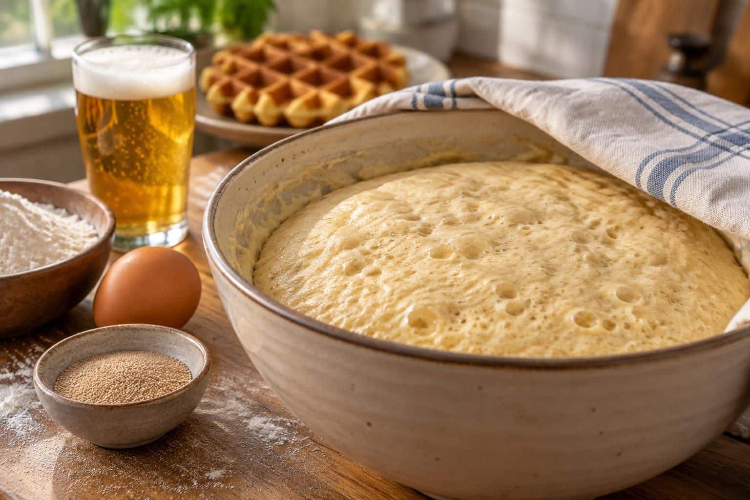 découvrez comment la levure de bière fait lever la pâte et apporte du moelleux à cette recette de gaufres à la bière.