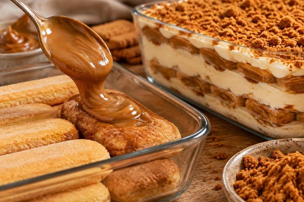 découvrez un tiramisu facile aux spéculoos, où la pâte à tartiner imbibe les biscuits pour un dessert fondant, crémeux et gourmand.