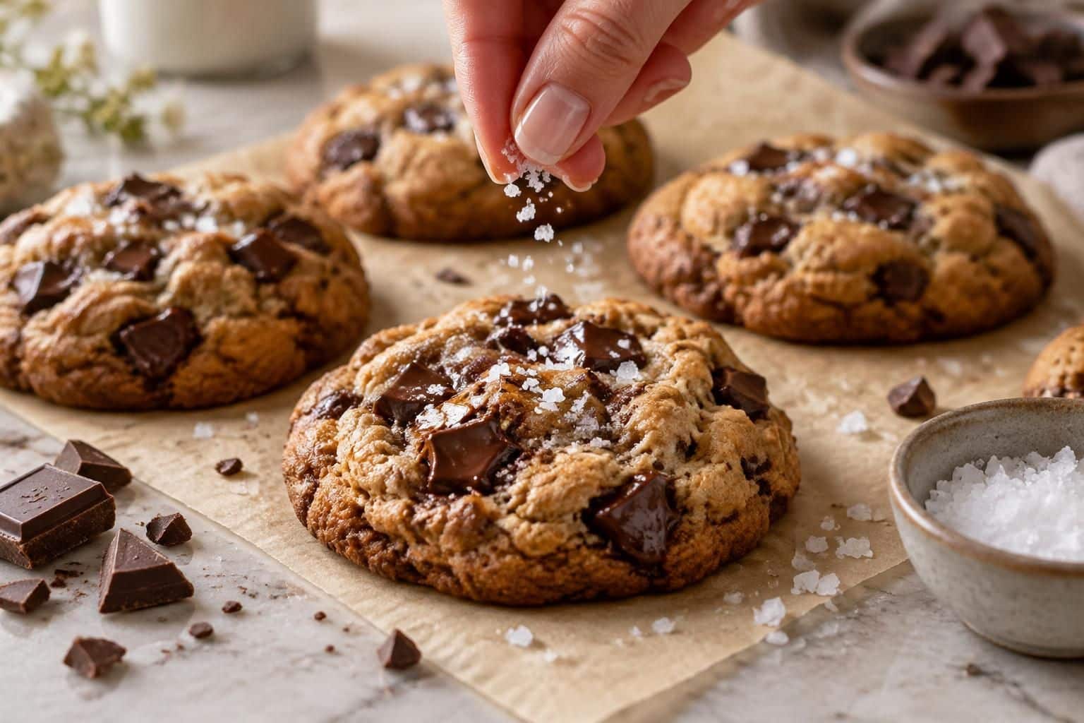 découvrez la recette des cookies façon pierre hermé : une pointe de fleur de sel sublime leur cœur fondant et leurs pépites de chocolat.