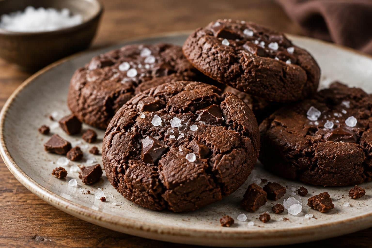 découvrez comment la pointe de fleur de sel révèle toute l’intensité du chocolat dans de délicieux sablés, à la fois fondants et croustillants.