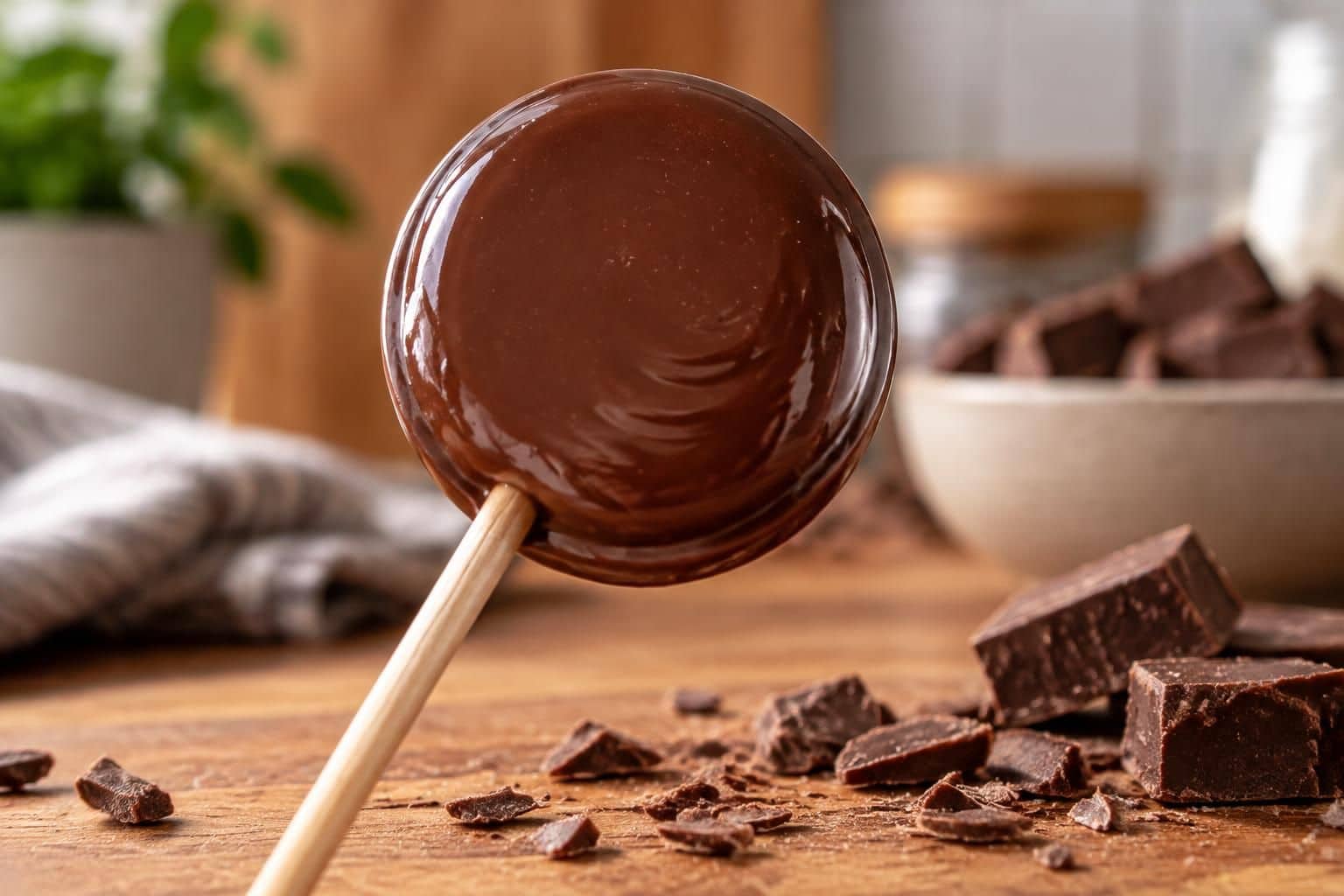 découvrez comment le bâtonnet en bois maintient le chocolat et facilite la préparation de délicieuses sucettes maison.