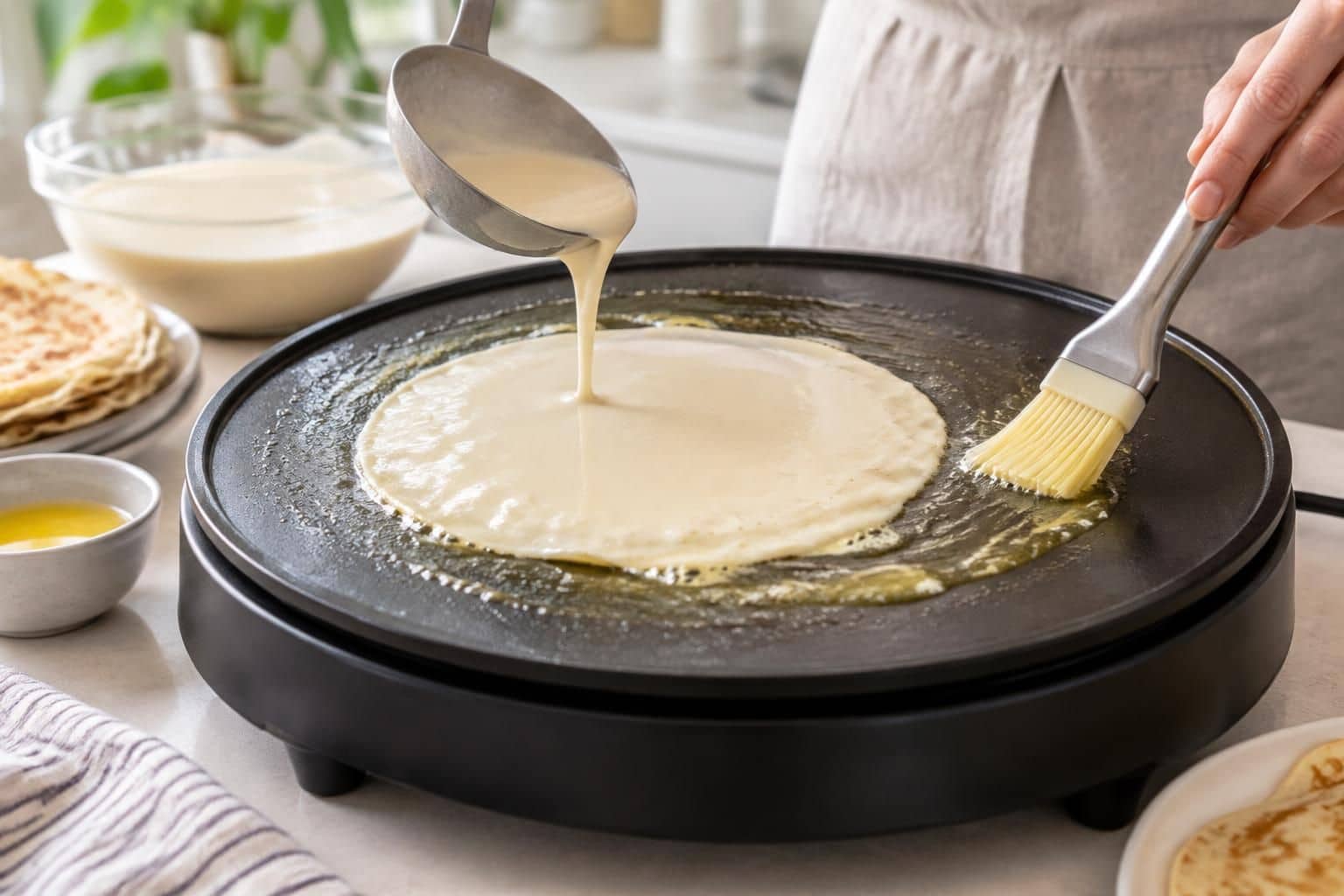 découvrez comment le beurre fondu empêche la pâte d’accrocher et réussissez facilement votre recette de pâte à crêpes avec la crêpière tefal party.