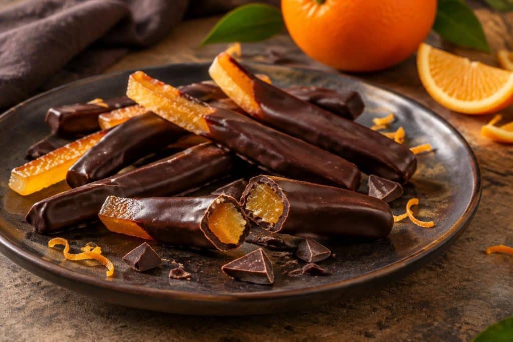 découvrez la recette des orangettes confites enrobées de chocolat noir à 70 % : un mariage gourmand entre l’amertume du cacao et la douceur de l’orange.