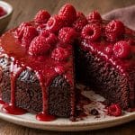découvrez une recette gourmande de gâteau au chocolat et aux framboises, nappé d’un coulis acidulé qui apporte une touche fruitée et irrésistible.