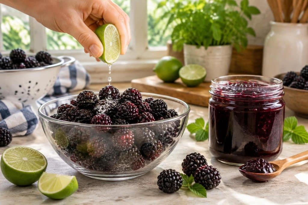 découvrez comment le jus de citron vert aide à limiter l’oxydation et à préserver la couleur de cette confiture de mûres facile à préparer.
