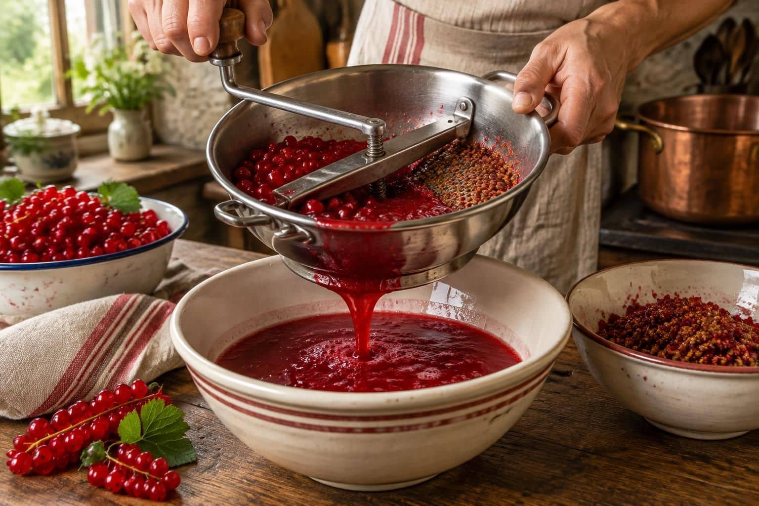 préparez une confiture de groseilles à l’ancienne sans pépins grâce au moulin à légumes : une recette savoureuse et facile à réaliser.