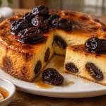découvrez un flan aux pruneaux savoureux, garni de pruneaux macérés à l’armagnac pour une touche délicatement parfumée.