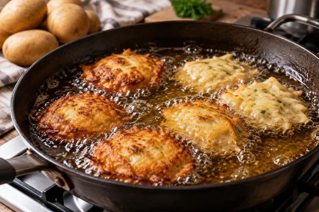 découvrez une recette de beignets de pommes de terre dorés et croustillants, saisis dans une huile bien chaude pour un résultat savoureux.